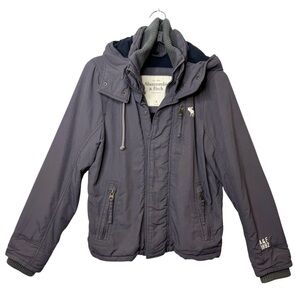 Abercrombie & Fitch Charcoal Gray Y2K Insulated Parka Moose Logo Jacket Sz S
